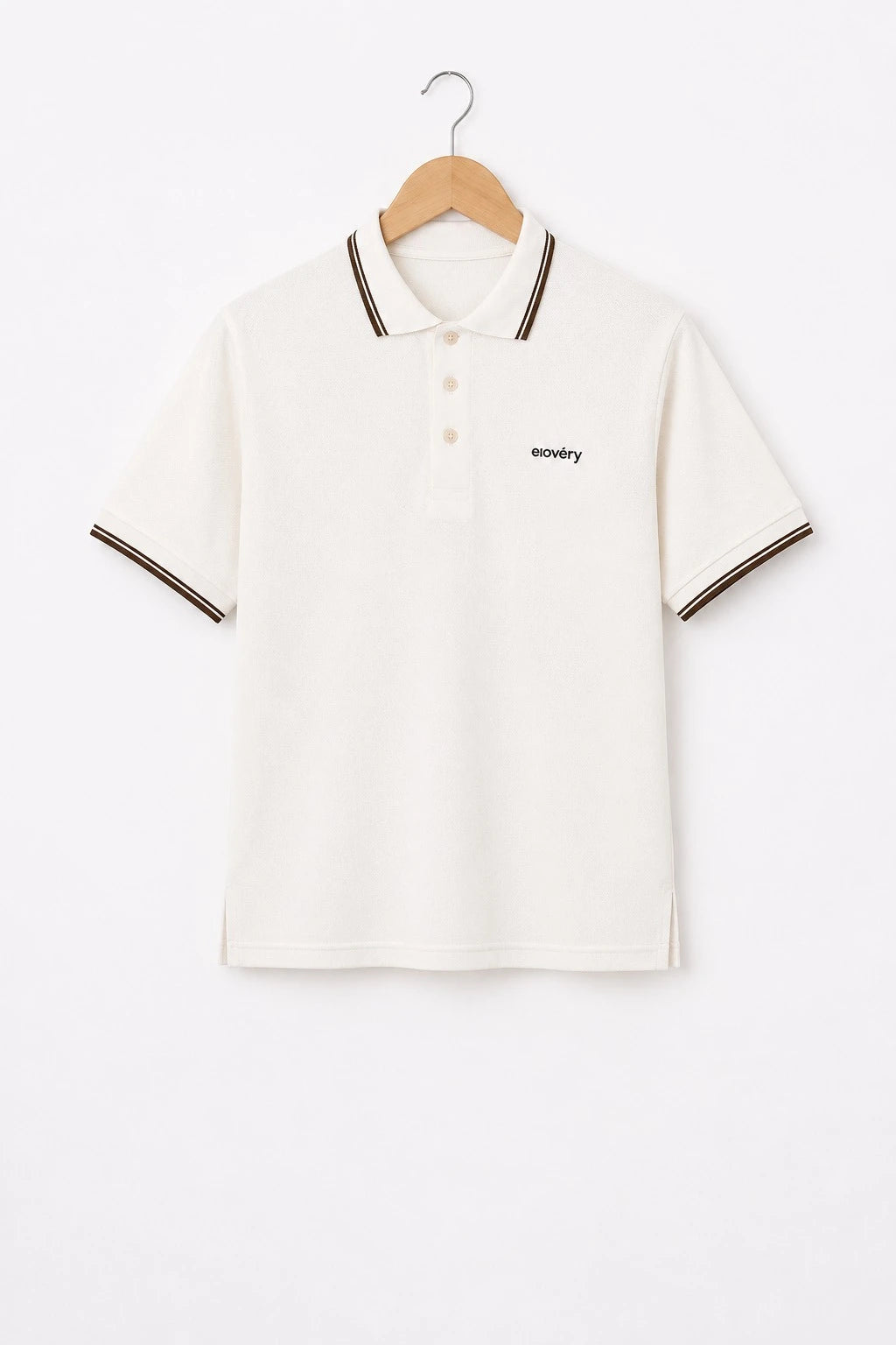 Men’s White Rib-Knit Tipped Collar Polo Shirt