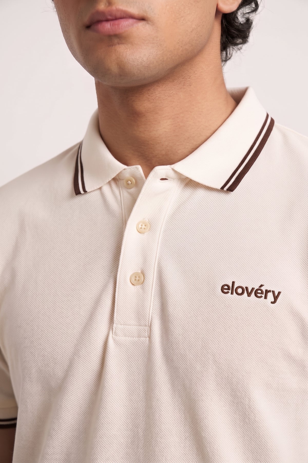 Men’s White Rib-Knit Tipped Collar Polo Shirt