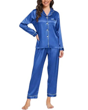Elovery Silk Nightwear Set for Women | Royal Blue