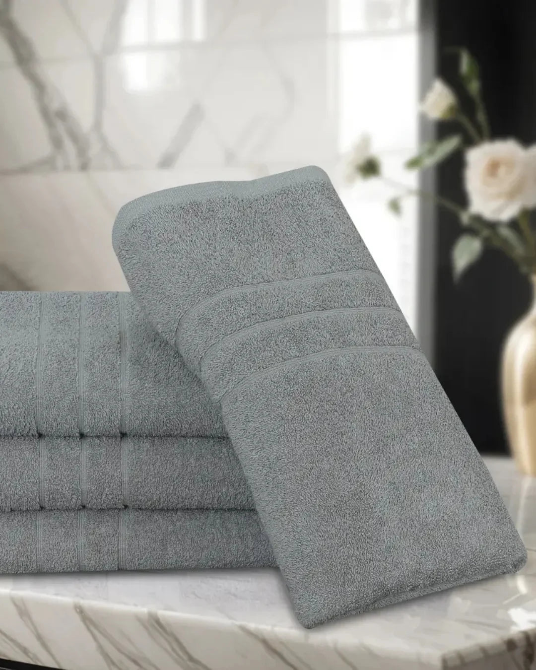 Elovery 10 Pieces Silver Towel Set – Elegant Soft Luxury Bathroom Collection