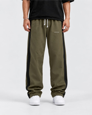 Men's Terry Jogger Trousers | Green + Black Side Strip