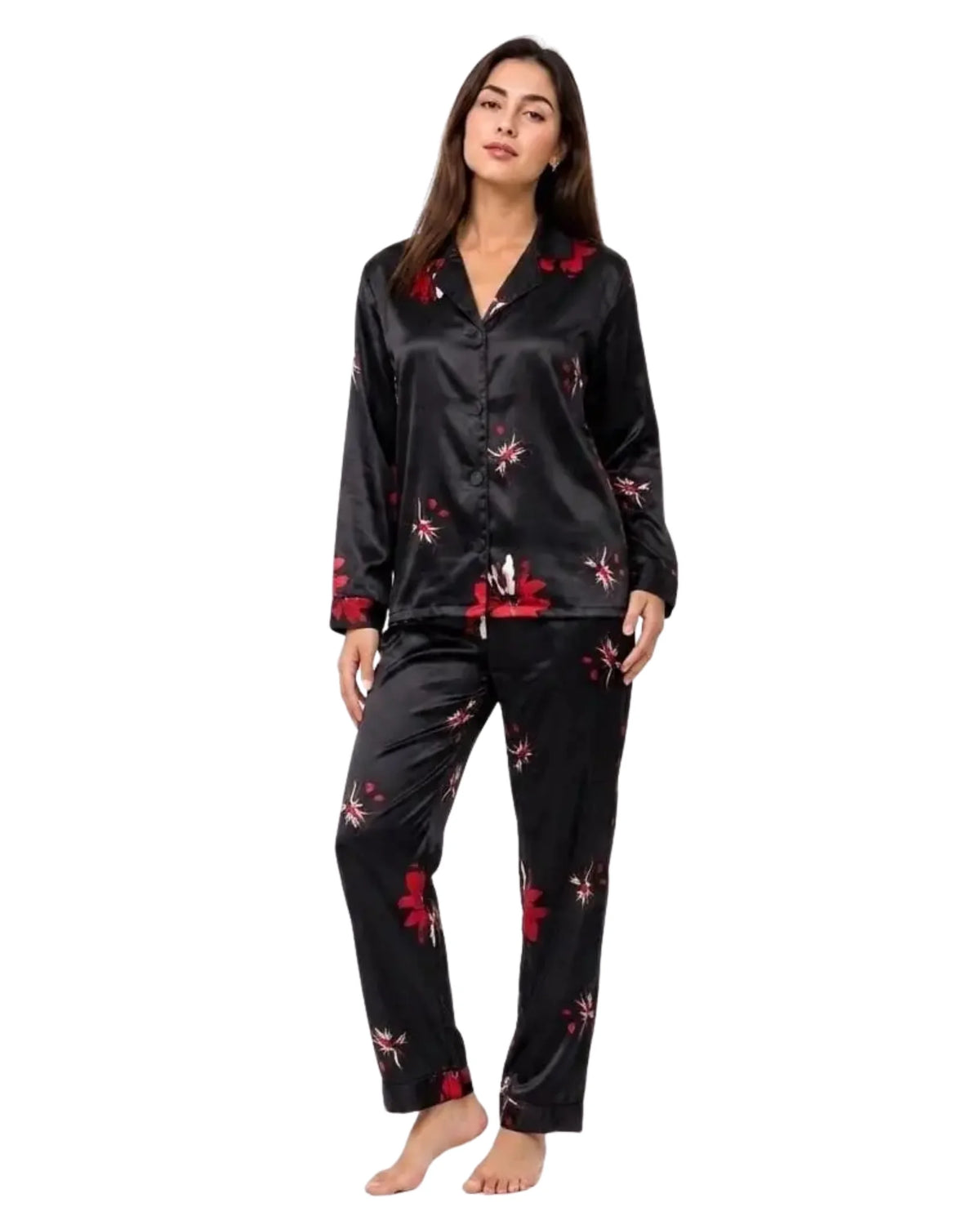 Women's Silk Pajama Set – Nightwear | Free Size
