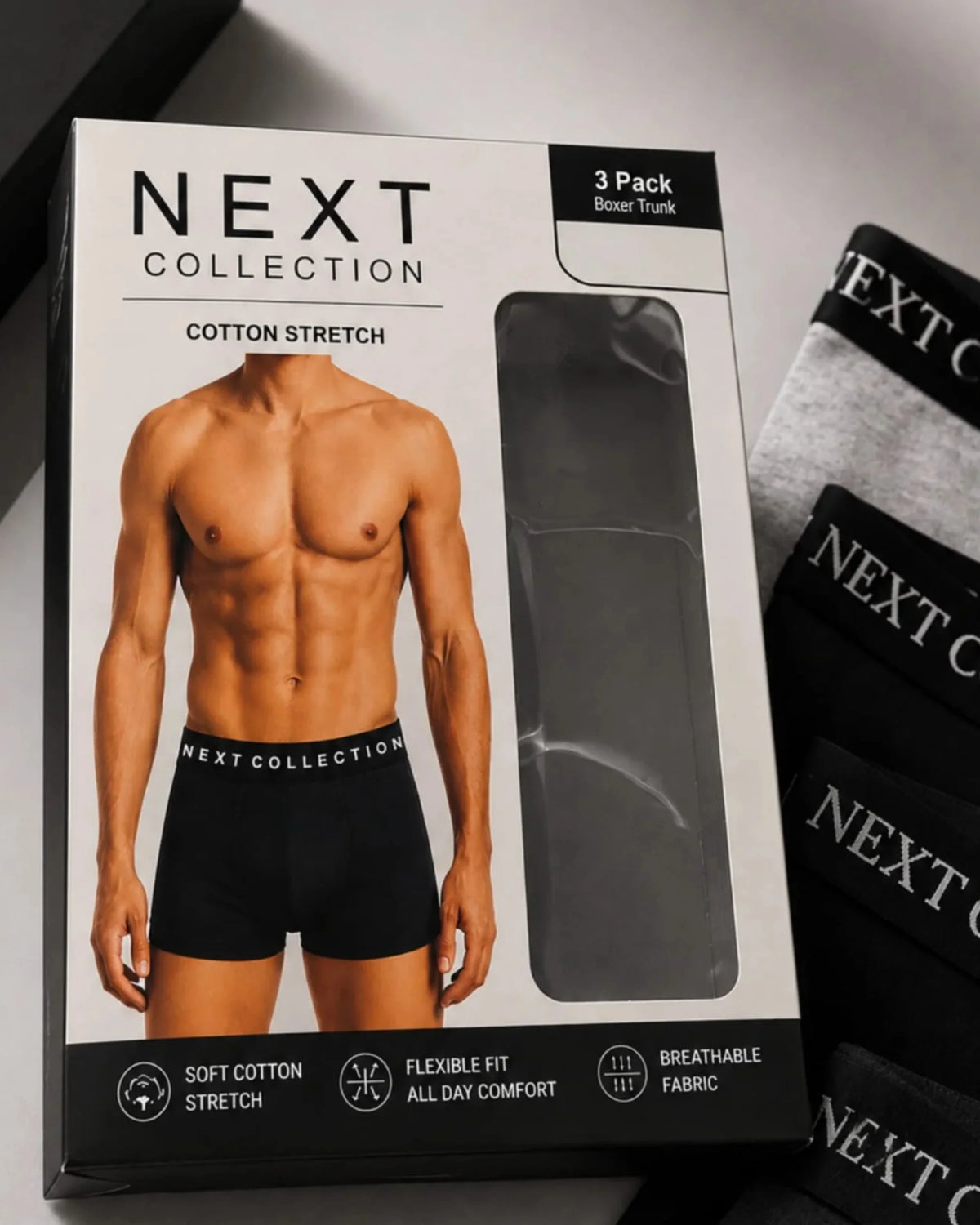 Next Collection Pack of 3 Men's Boxer Briefs | Ultra-Soft Stretch Fabric | Everyday Comfort Underwear