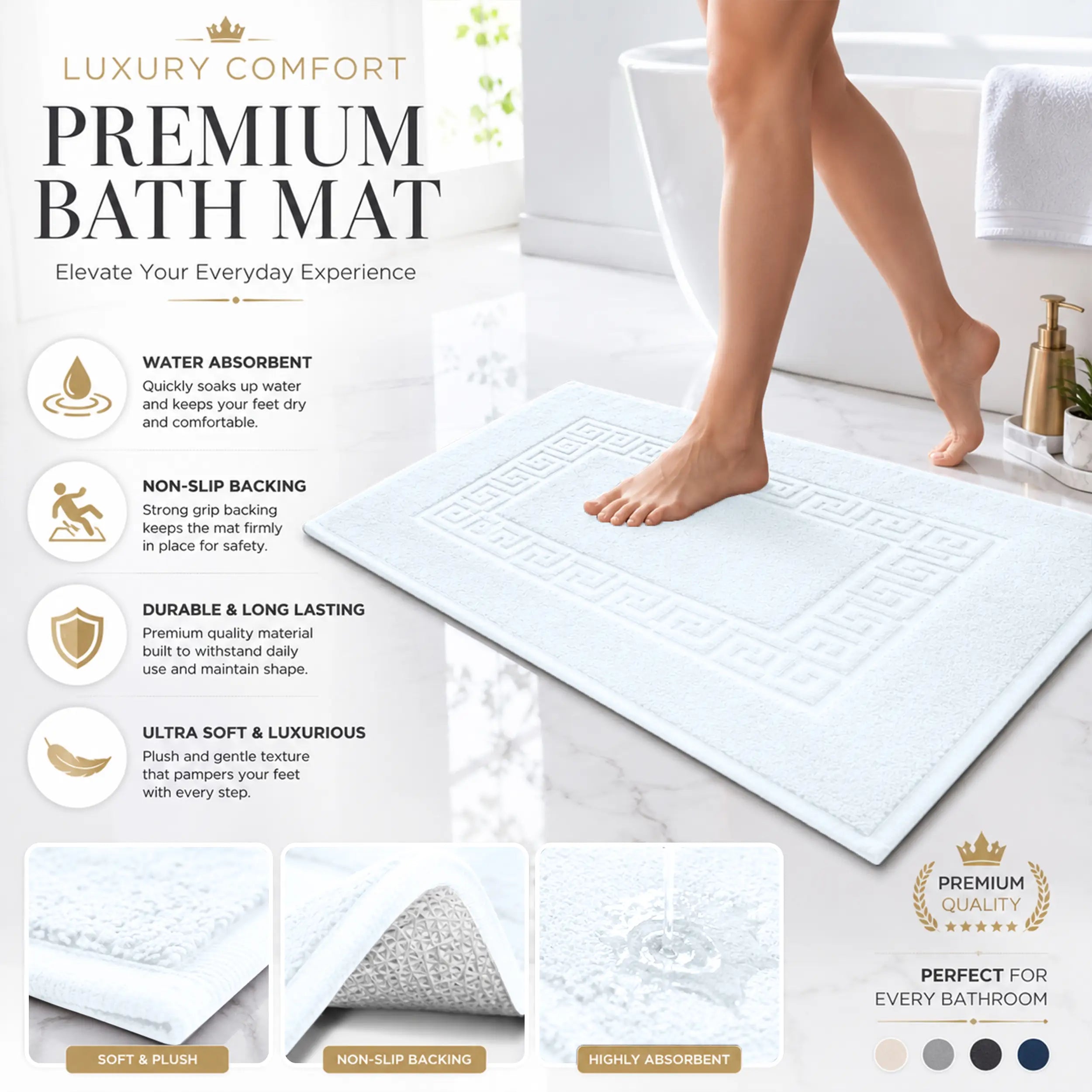 Elovery White Bath Mat