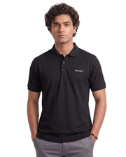 Men’s Black Rib-Knit Polo Shirt