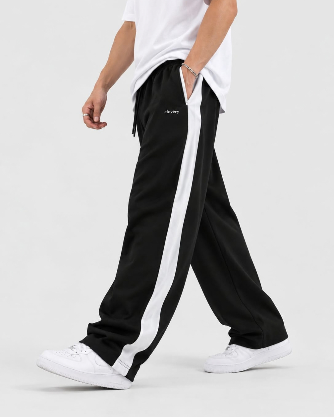 Men's Terry Jogger Trousers | Black Side Strip