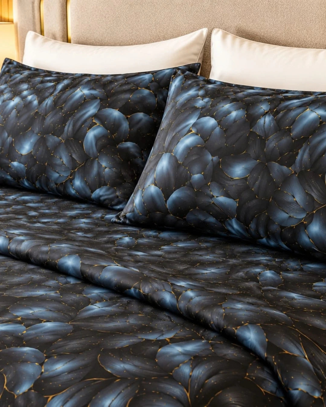 Midnight Petal 3D Bed Sheet Set – 3 Piece