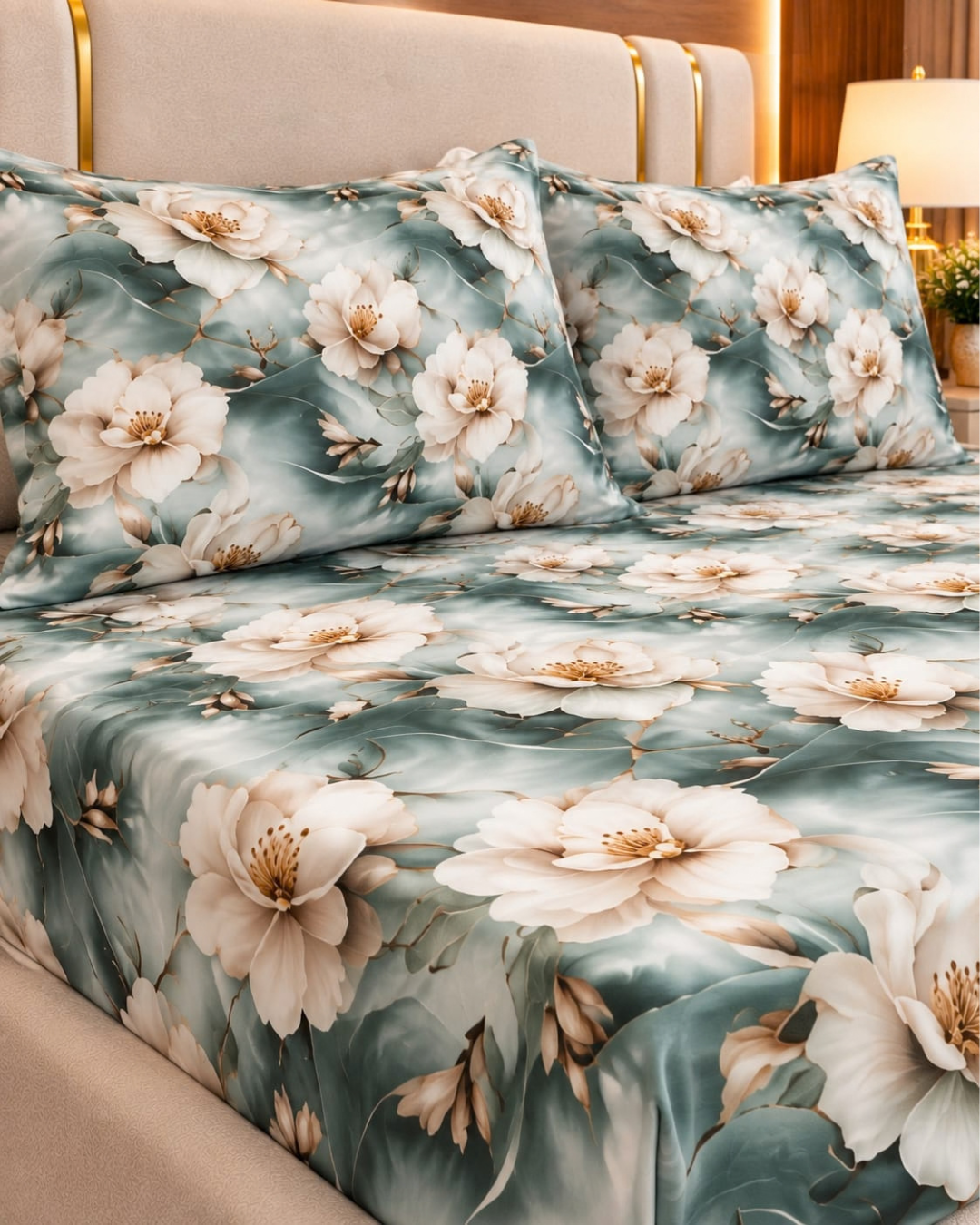 Sage Bloom 3D Bed Sheet Set