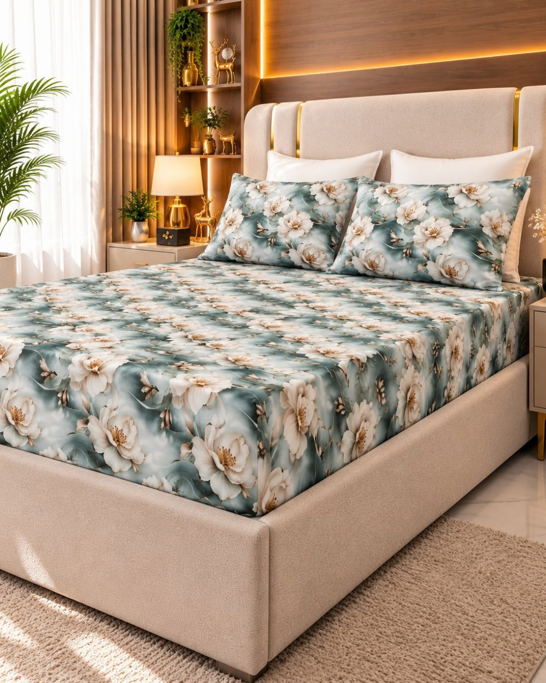 Sage Bloom 3D Bed Sheet Set