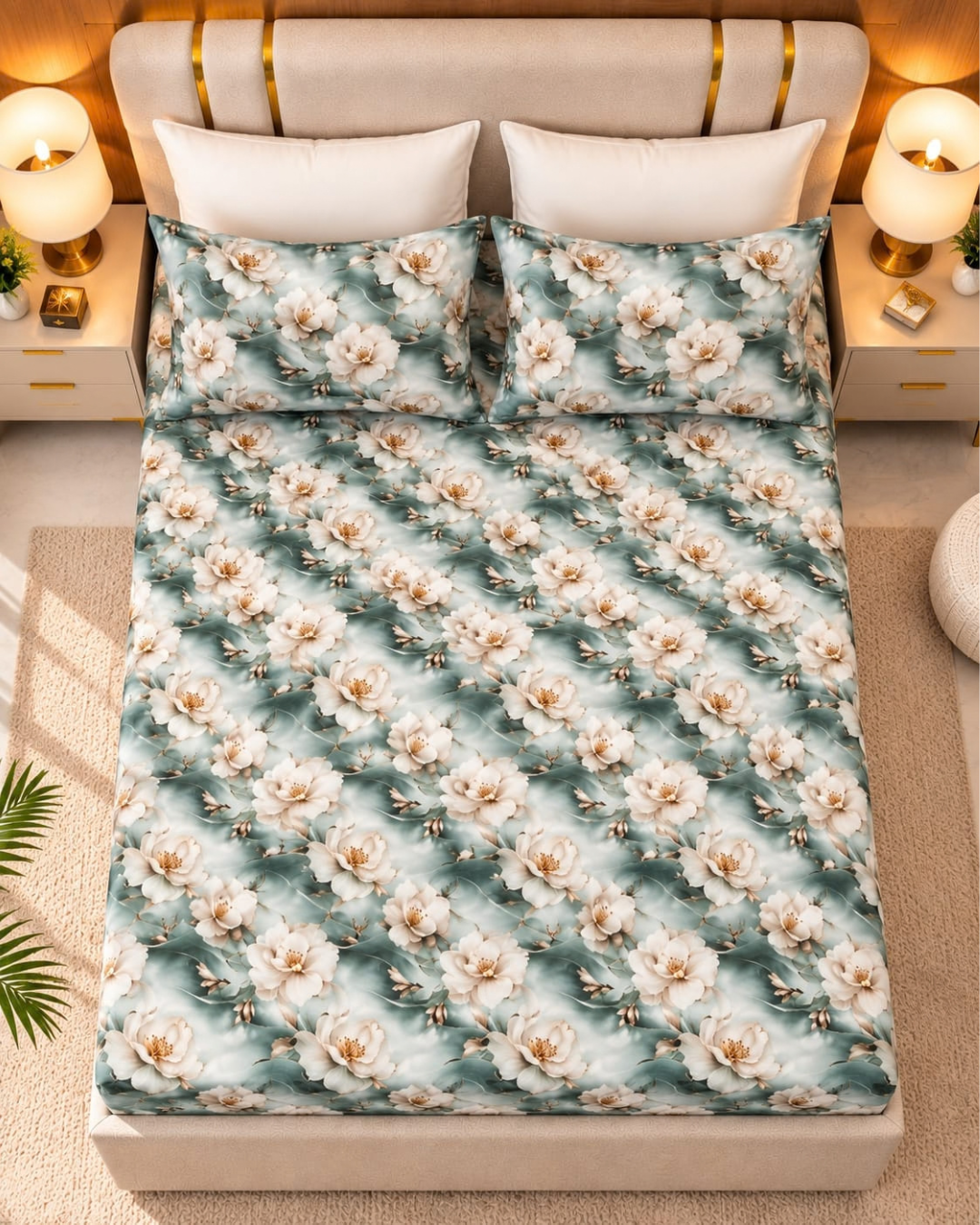Sage Bloom 3D Bed Sheet Set