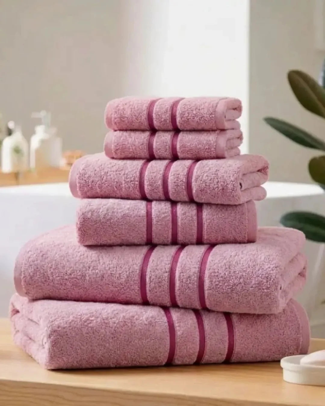 Elovery 6 Pieces Pink Towel Set