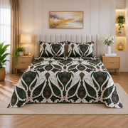 Elegant Paisley Print Sateen Double Bedsheet Set with 2 Pillowcases – 3 Piece