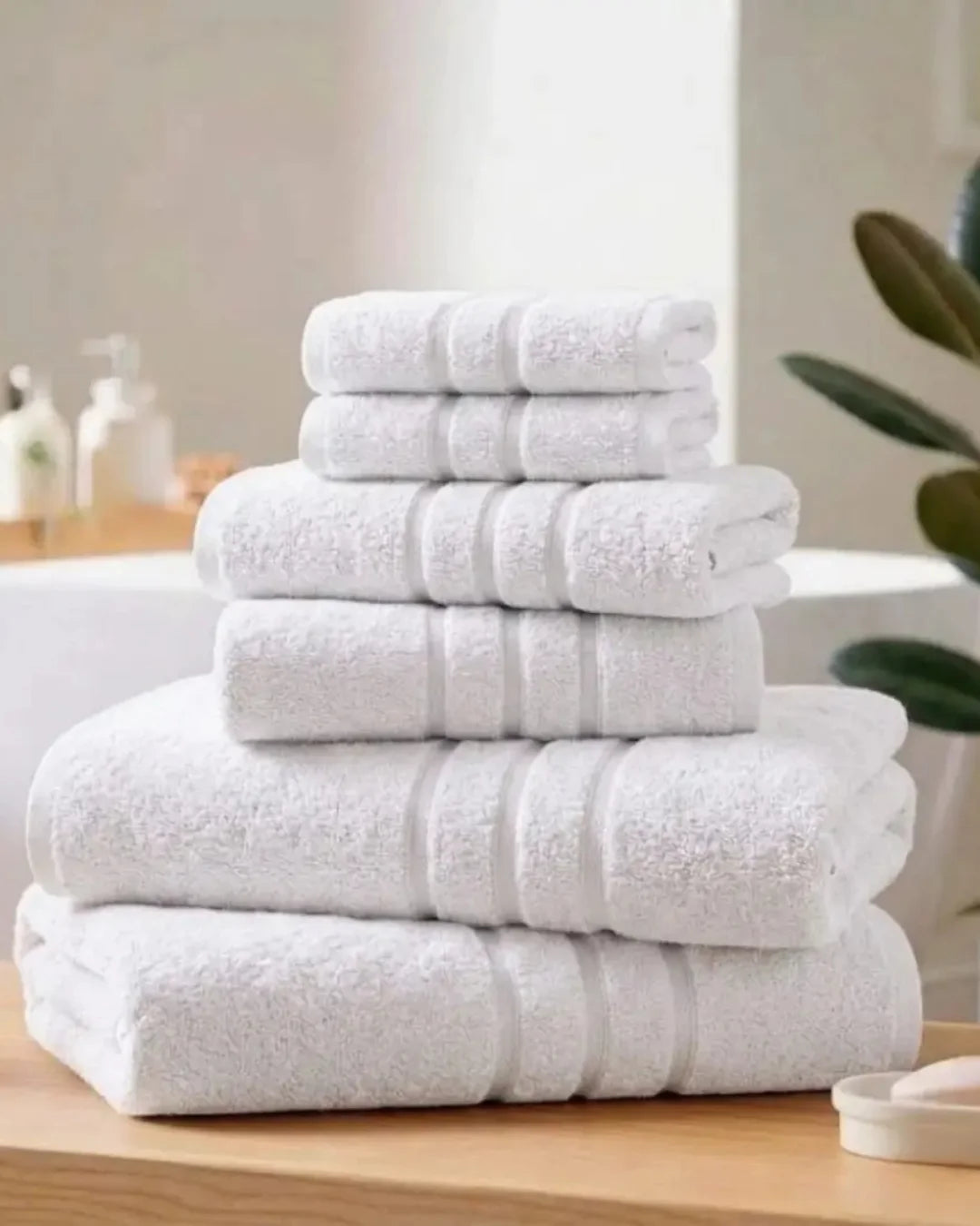 Elovery 6 Pieces White Towel Set