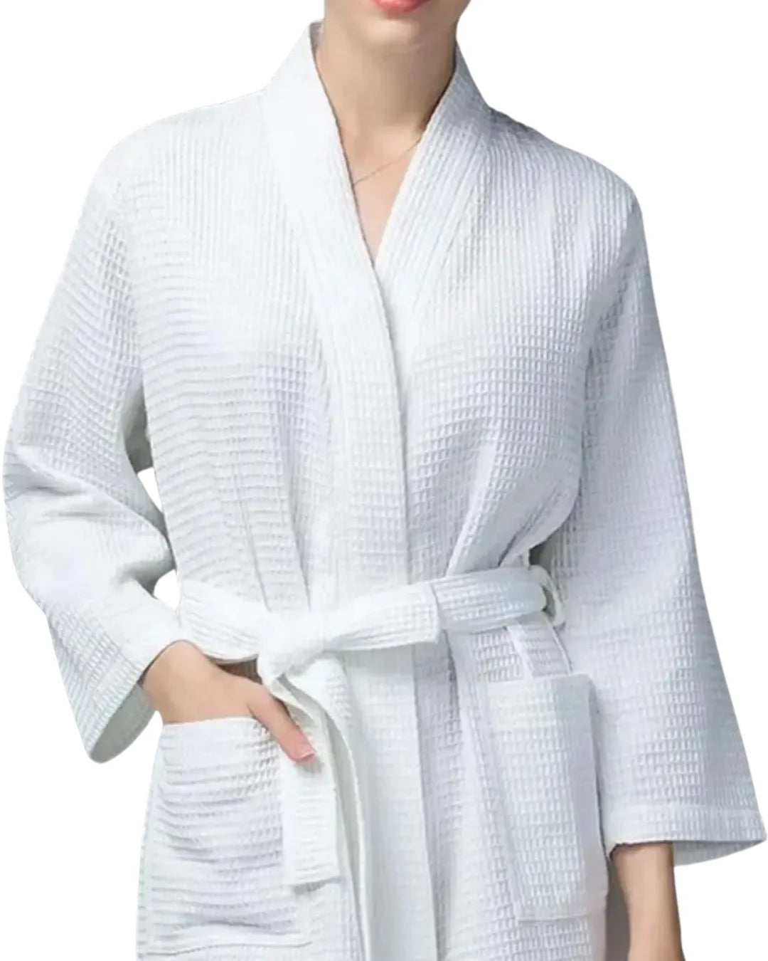 Cotton Waffle Weave Bathrobe – 200 Thread Count Soft & Absorbent Spa Robe