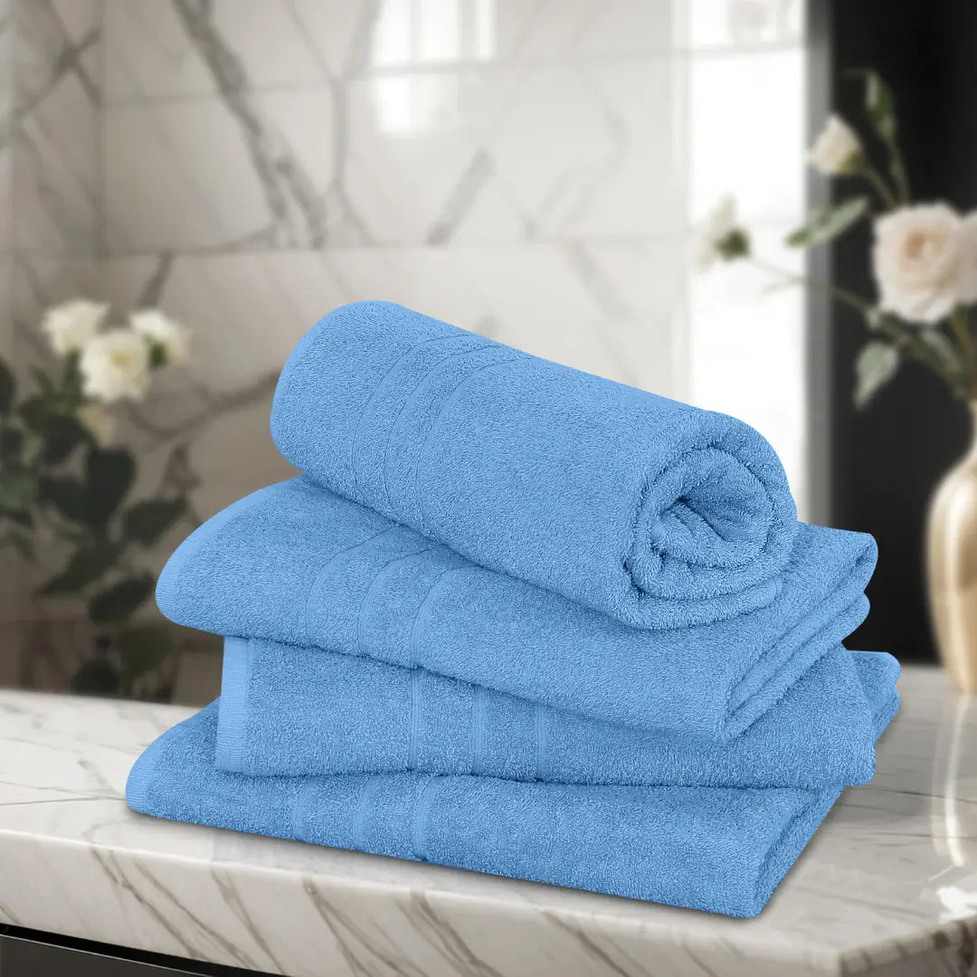 1 Piece Blue Bath Towel – Soft Absorbent Cotton Large Size Bathroom Towel