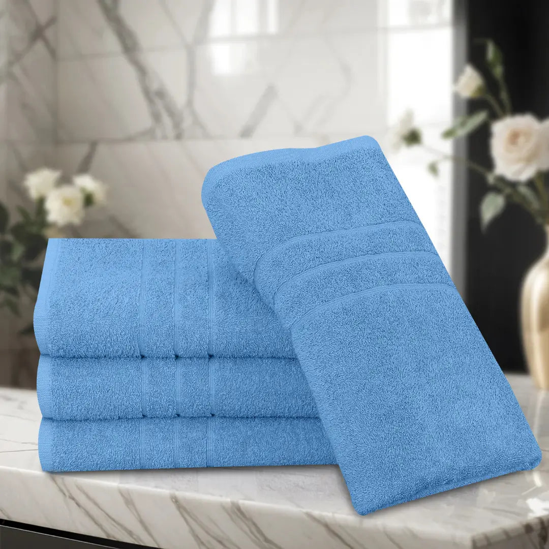 1 Piece Blue Bath Towel – Soft Absorbent Cotton Large Size Bathroom Towel
