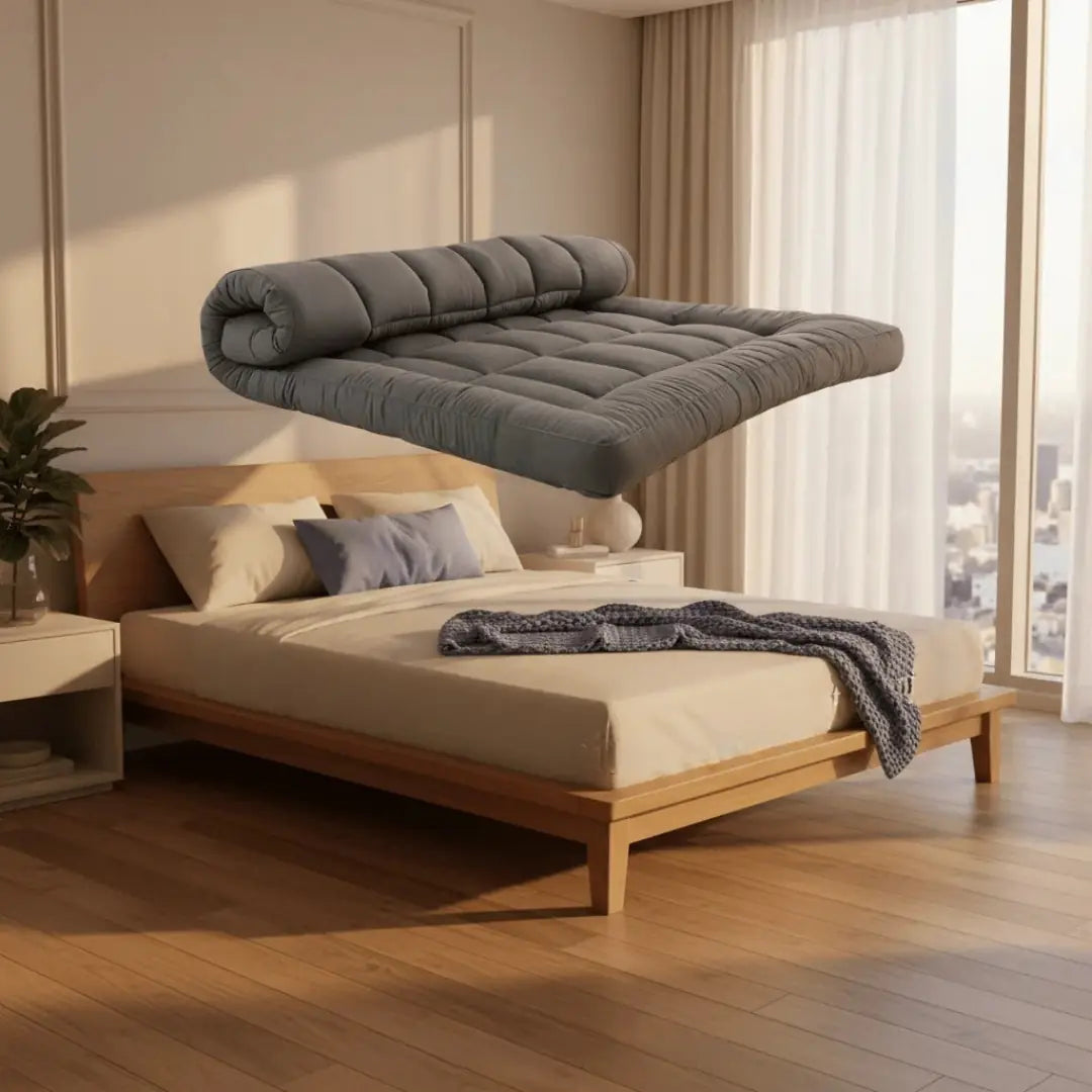 Premium Charcoal Mattress Topper – Soft Cloud Fiber & Breathable Microfiber