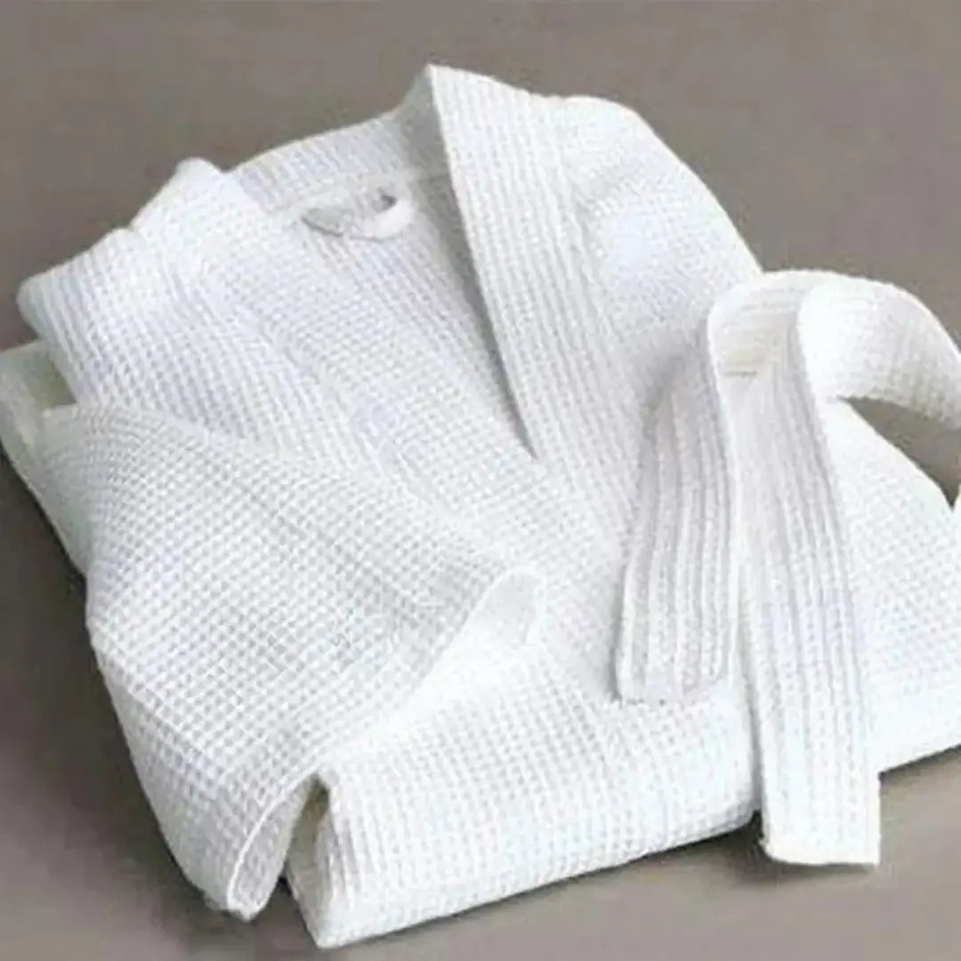 Cotton Waffle Weave Bathrobe – 200 Thread Count Soft & Absorbent Spa Robe