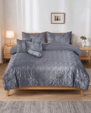 Elovery Dark Grey Velvet Jacquard 7-Piece Comforter Set