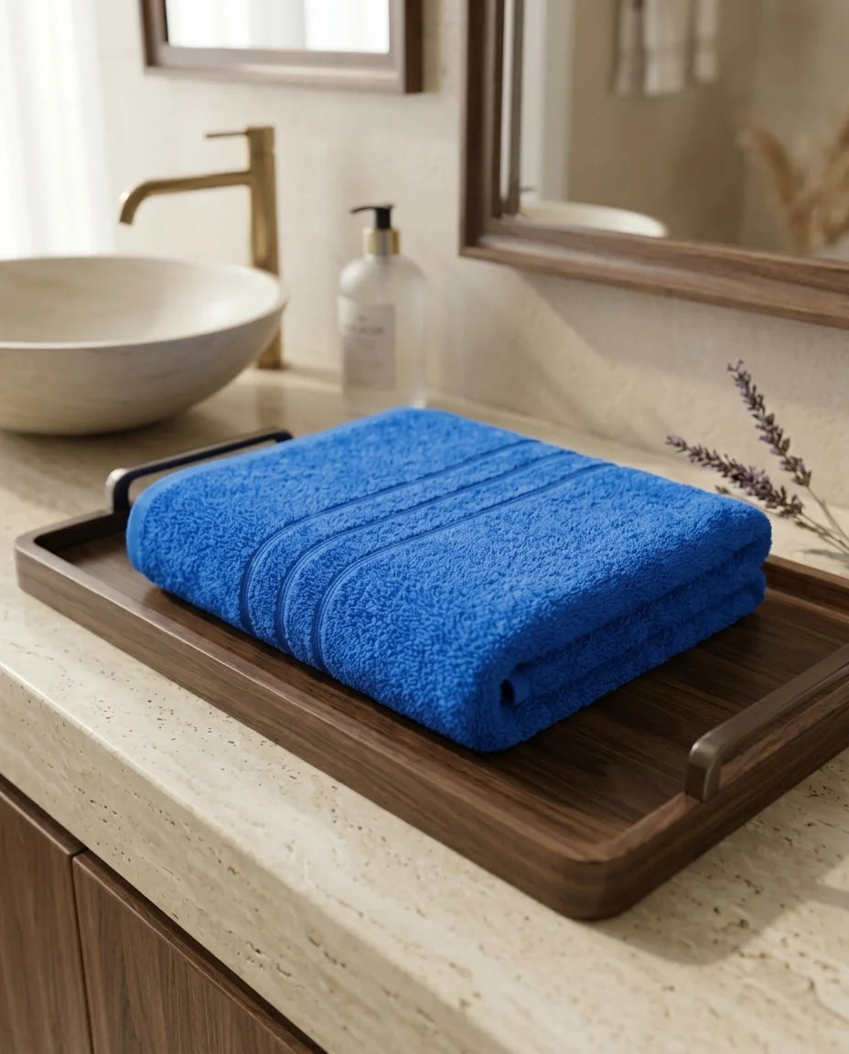 1 Piece Blue Bath Towel – Soft Absorbent Cotton Large Size Bathroom Towel