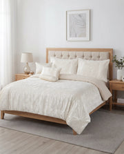 Elovery Cream Velvet Jacquard 7-Piece Comforter Set