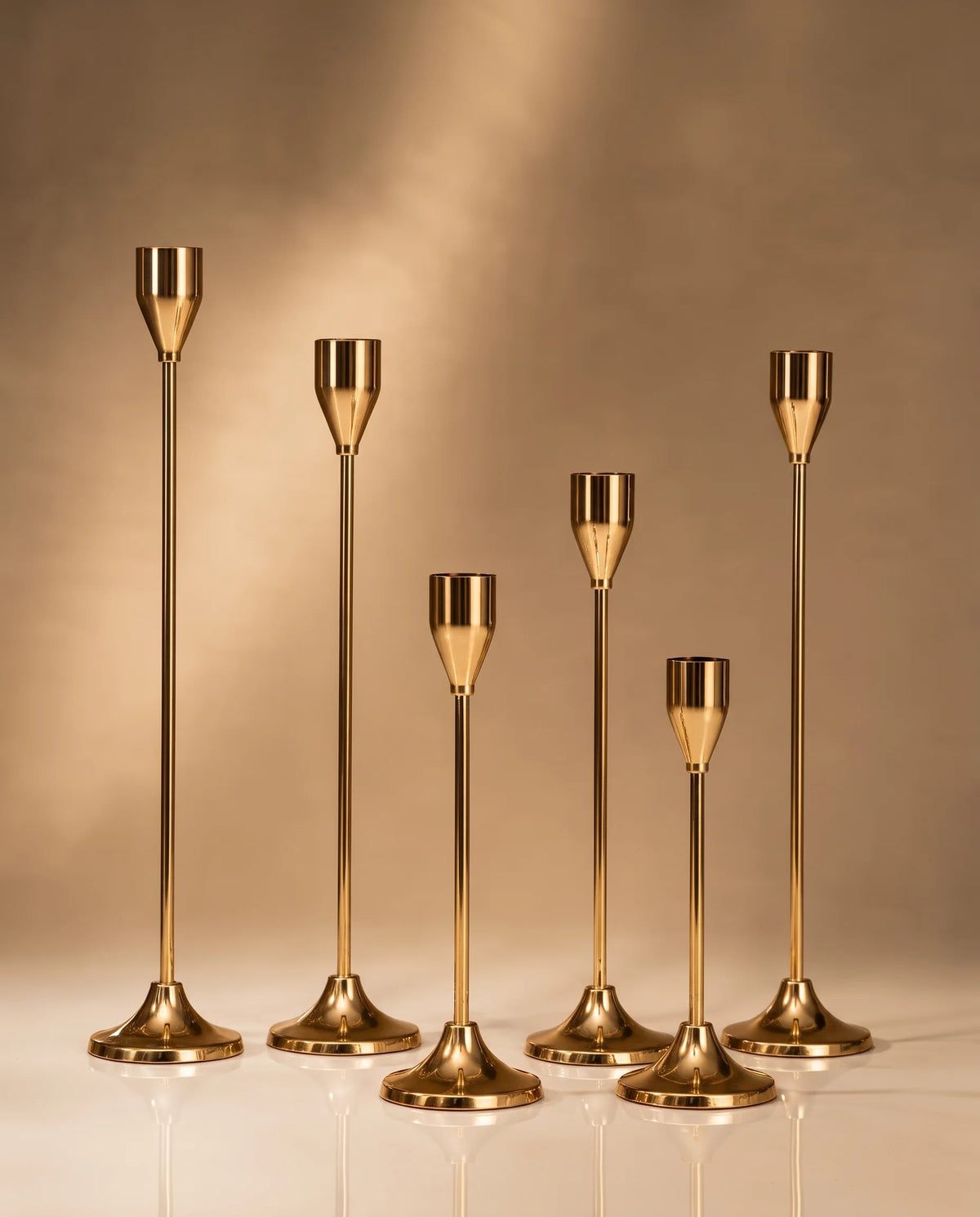 Gold Metal Candle Holders | Pack of 3 | Varying Height