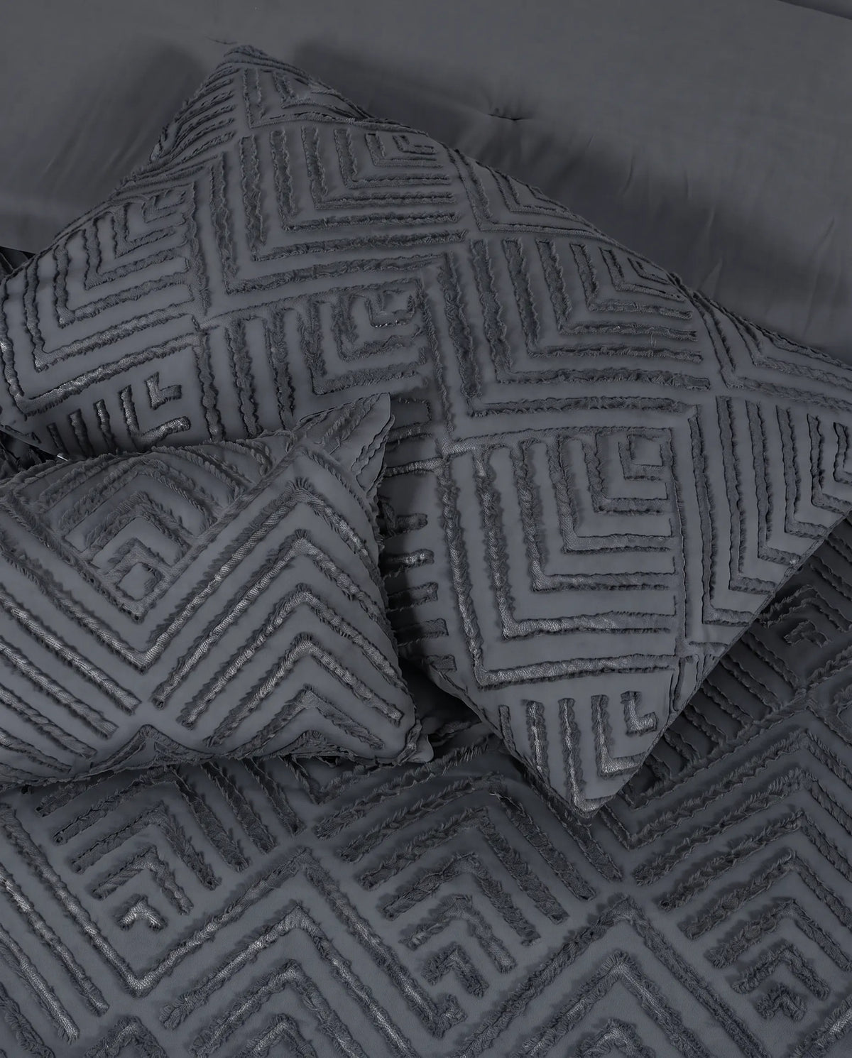 Elovery Dark Grey Velvet Jacquard 7-Piece Comforter Set