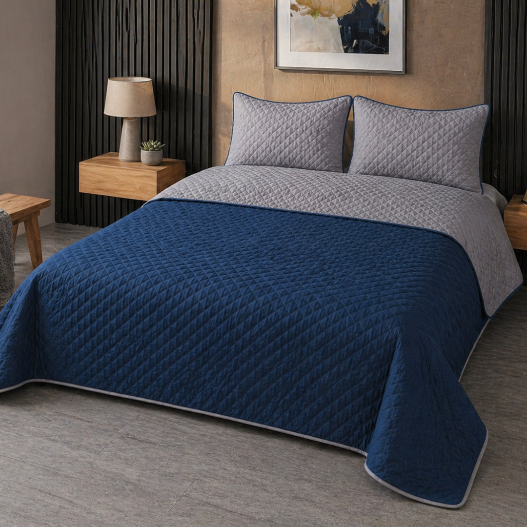 Dyed Reversible Bedspread – Dual Tone Comfort & Style