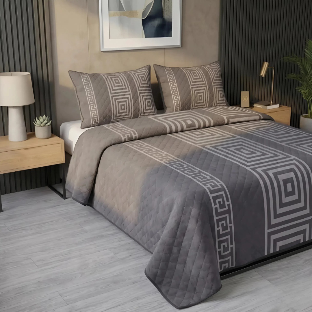 Elovery Printed Quilted Bedspread Set – 3 Piece