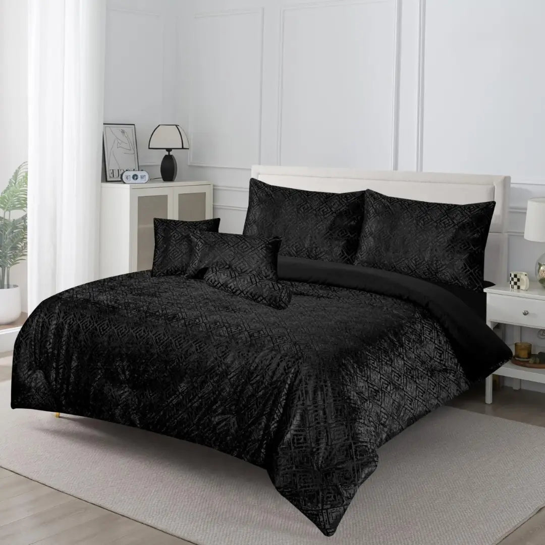 Elovery Black Jacquard 7-Piece Comforter Set