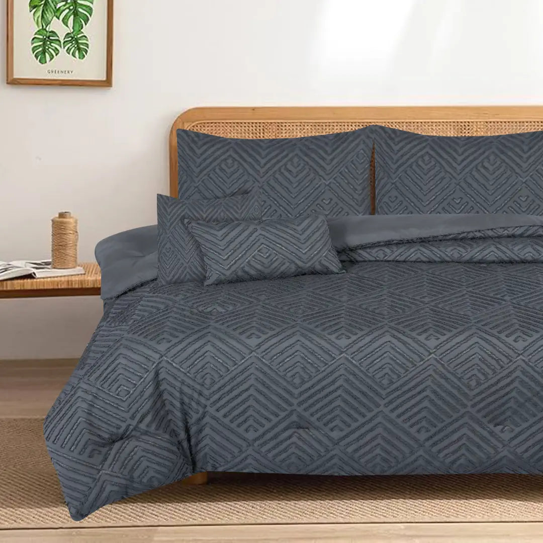 7 Pieces Comforter Set Grey