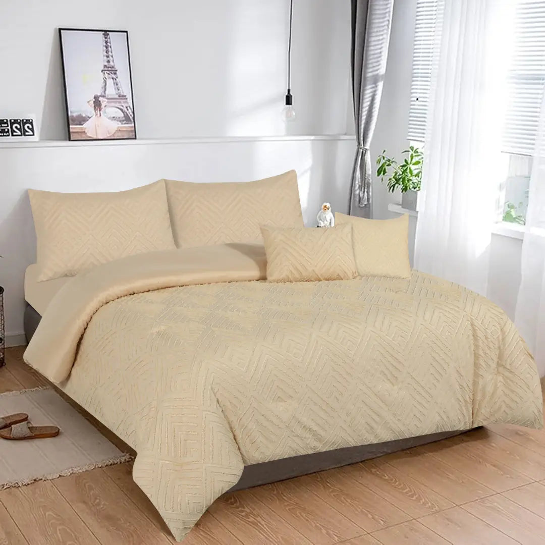 Elovery Beige 7 Pieces Comforter Set