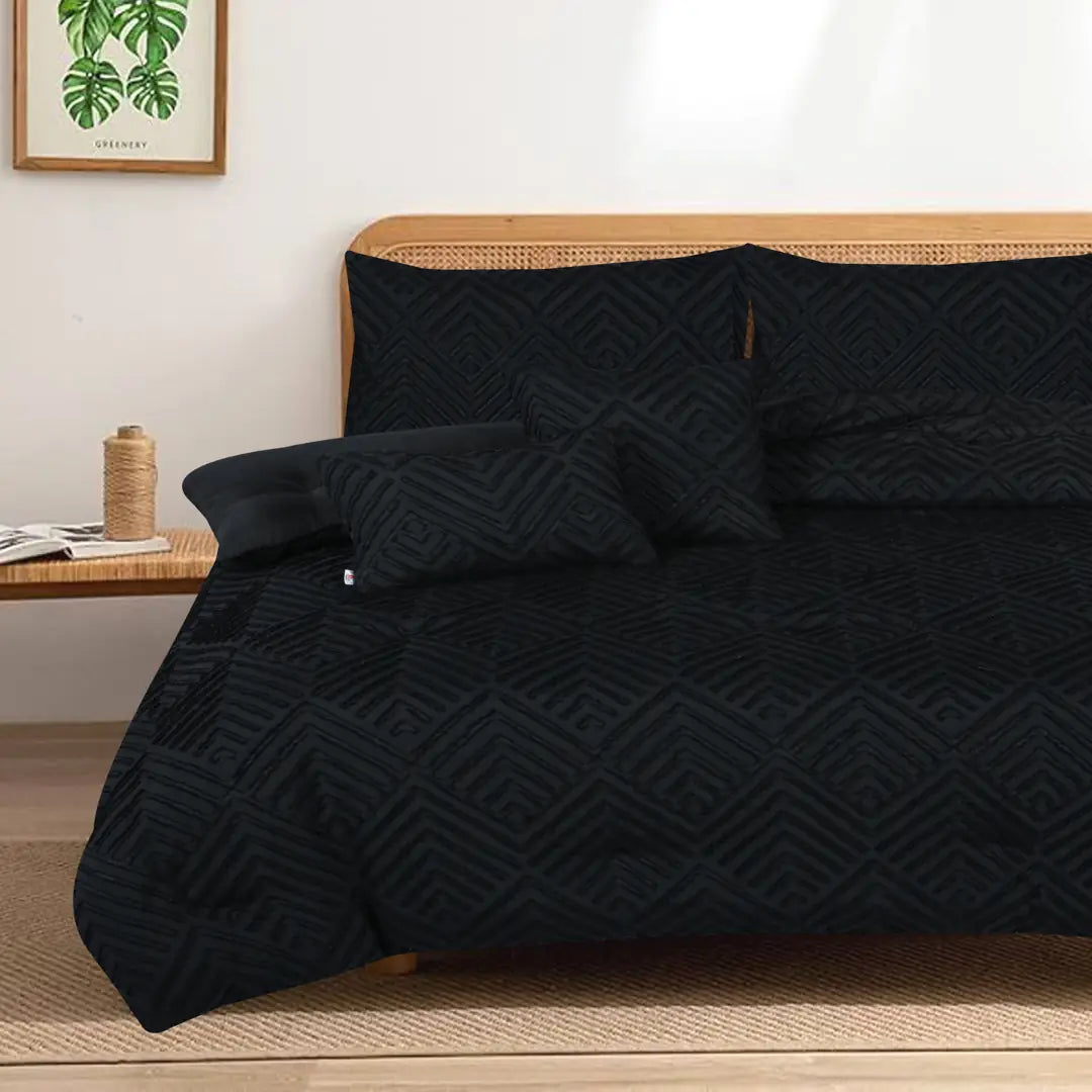 Elovery Black 7 Pieces Comforter Set