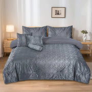 Elovery Dark Grey Jacquard 7-Piece Comforter Set