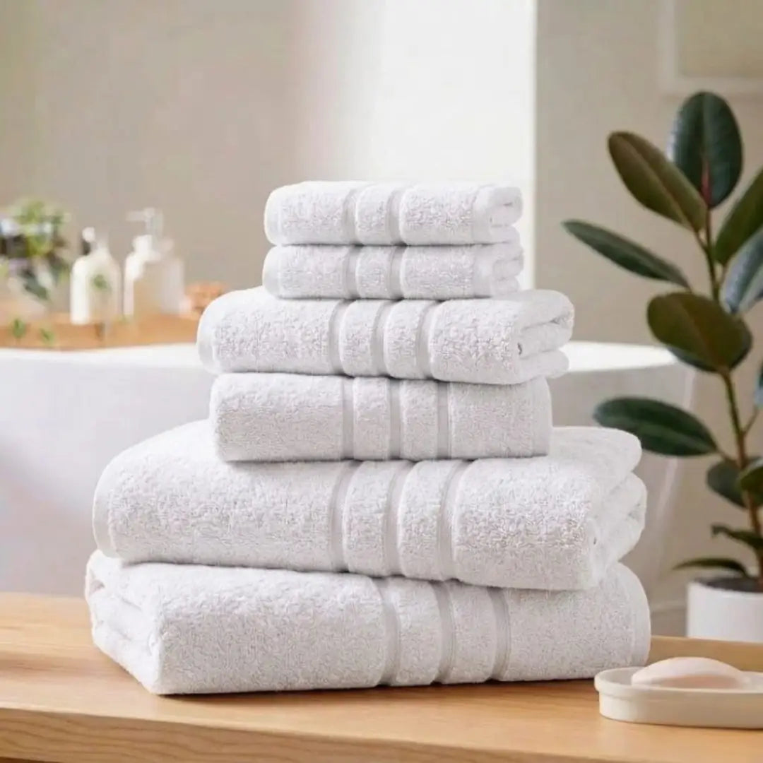 Elovery 6 Pieces White Towel Set