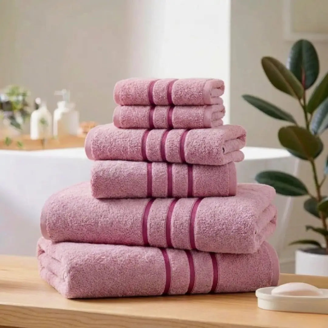 Elovery 6 Pieces Pink Towel Set