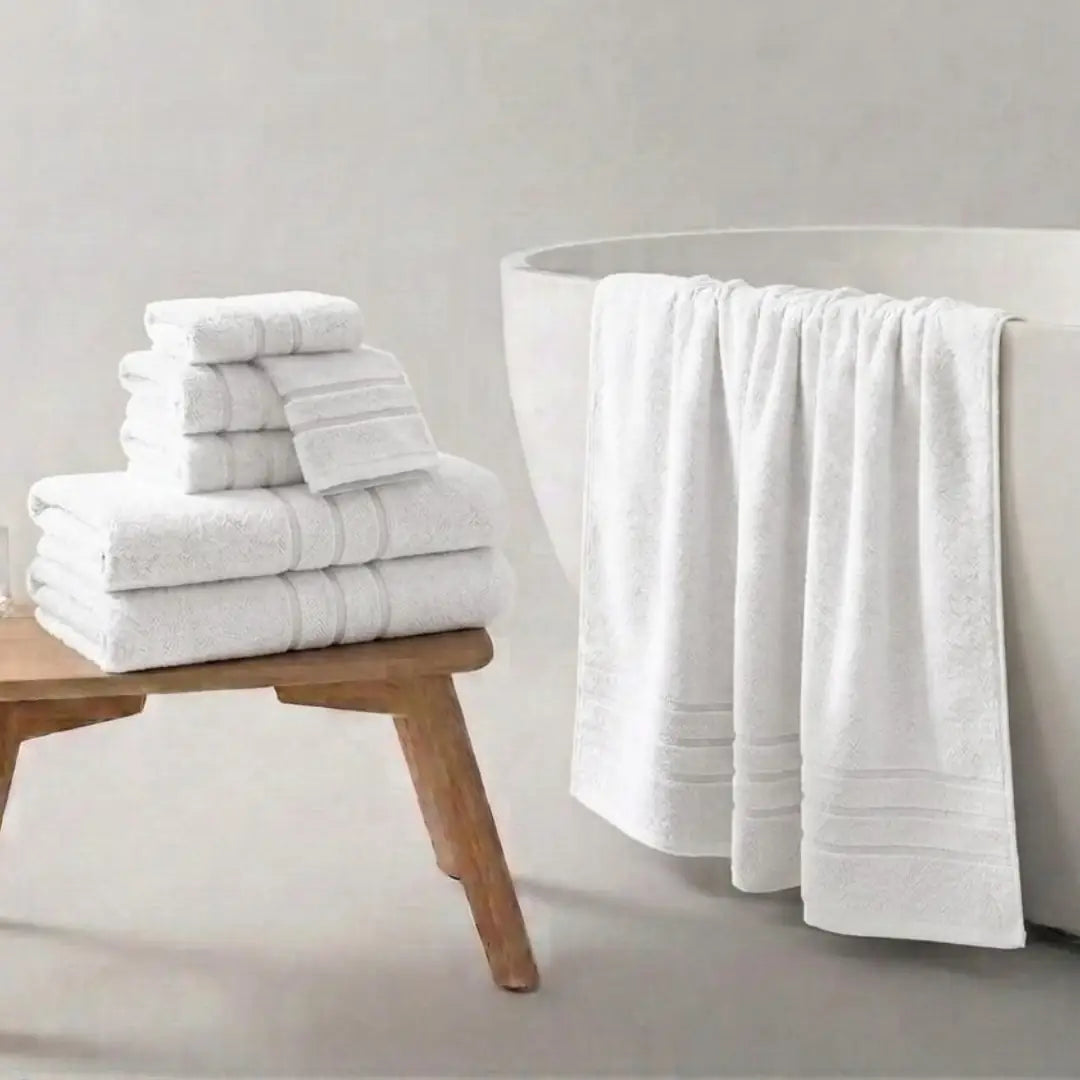 Elovery 6 Pieces White Towel Set