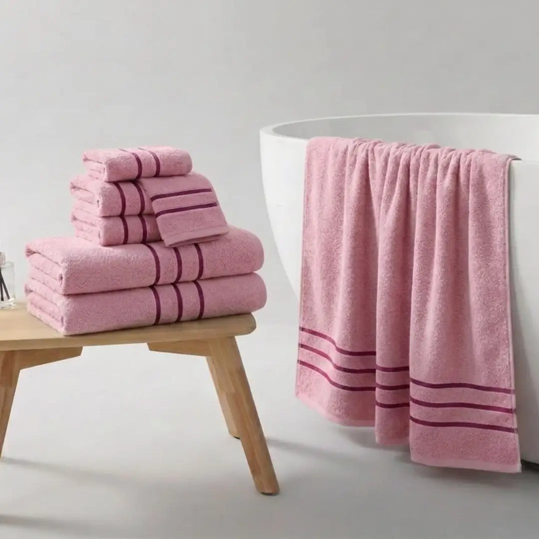 Elovery 6 Pieces Pink Towel Set