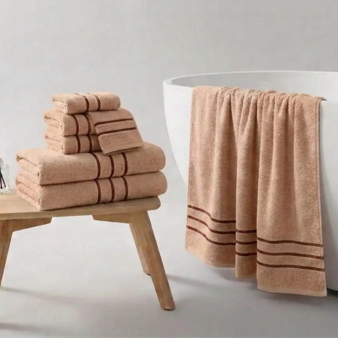 Elovery 6 Pieces Beige Towel Set