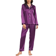 Elovery Purple Silk Satin Pajama Set