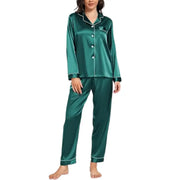 Elovery Green Silk Satin Pajama Set