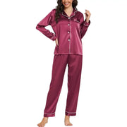 Elovery Red Silk Satin Pajama Set