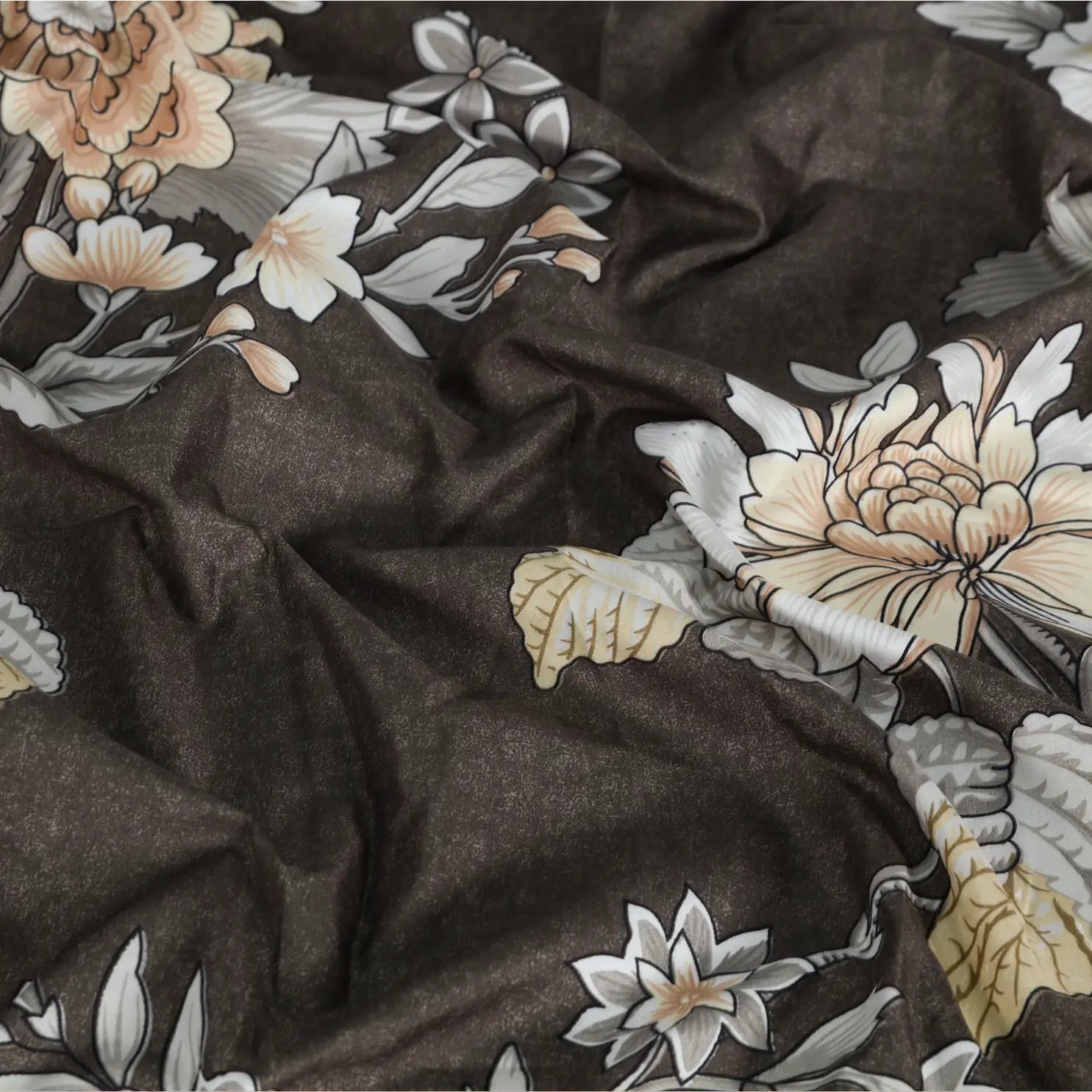Charcoal Elegance Vintage Peony Bedding Set