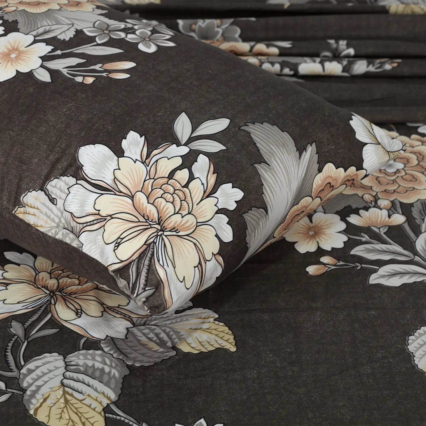 Charcoal Elegance Vintage Peony Bedding Set
