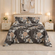 Charcoal Elegance Vintage Peony Bedding Set