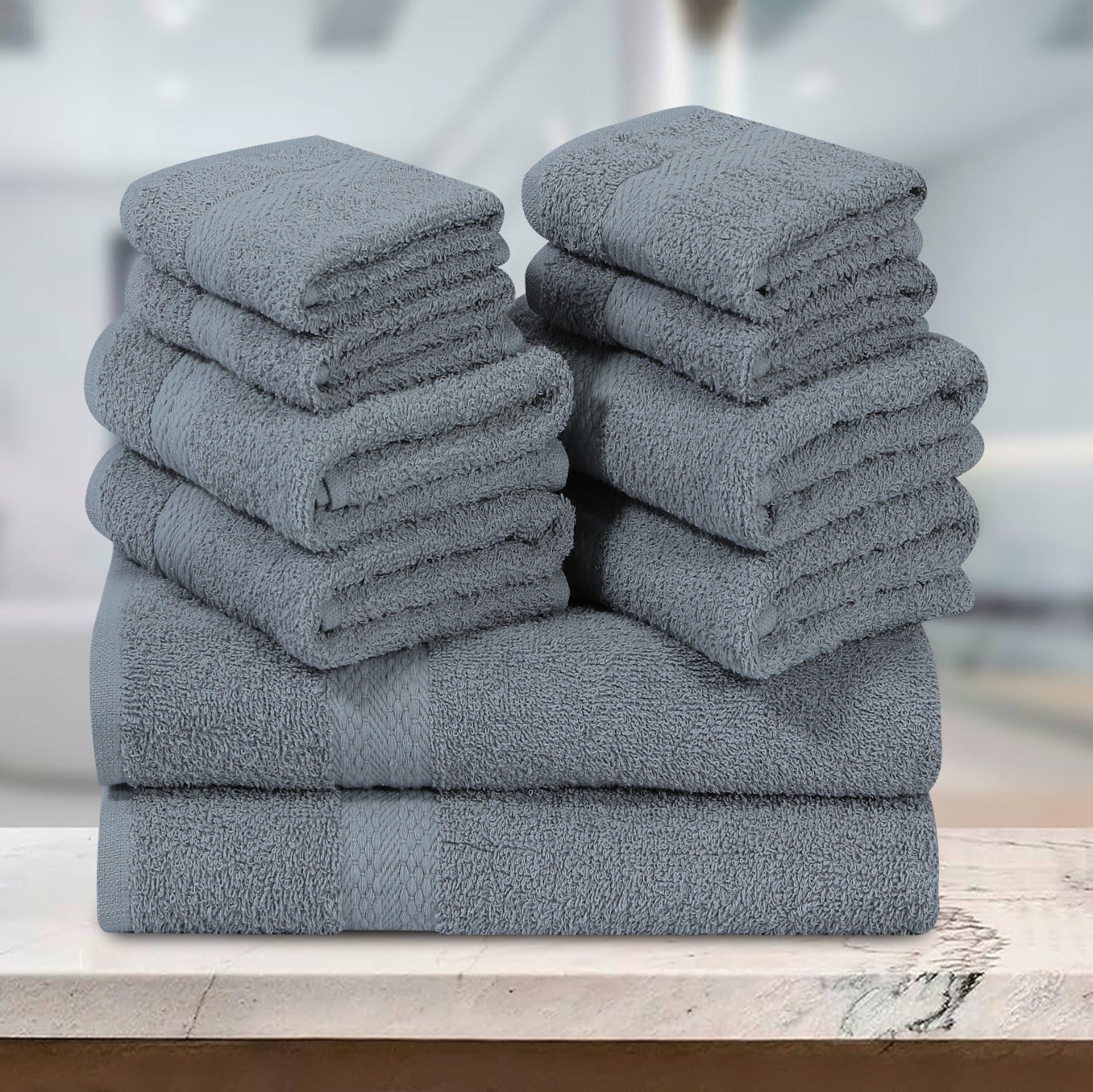Elovery 10 Pieces Silver Towel Set – Elegant Soft Luxury Bathroom Collection