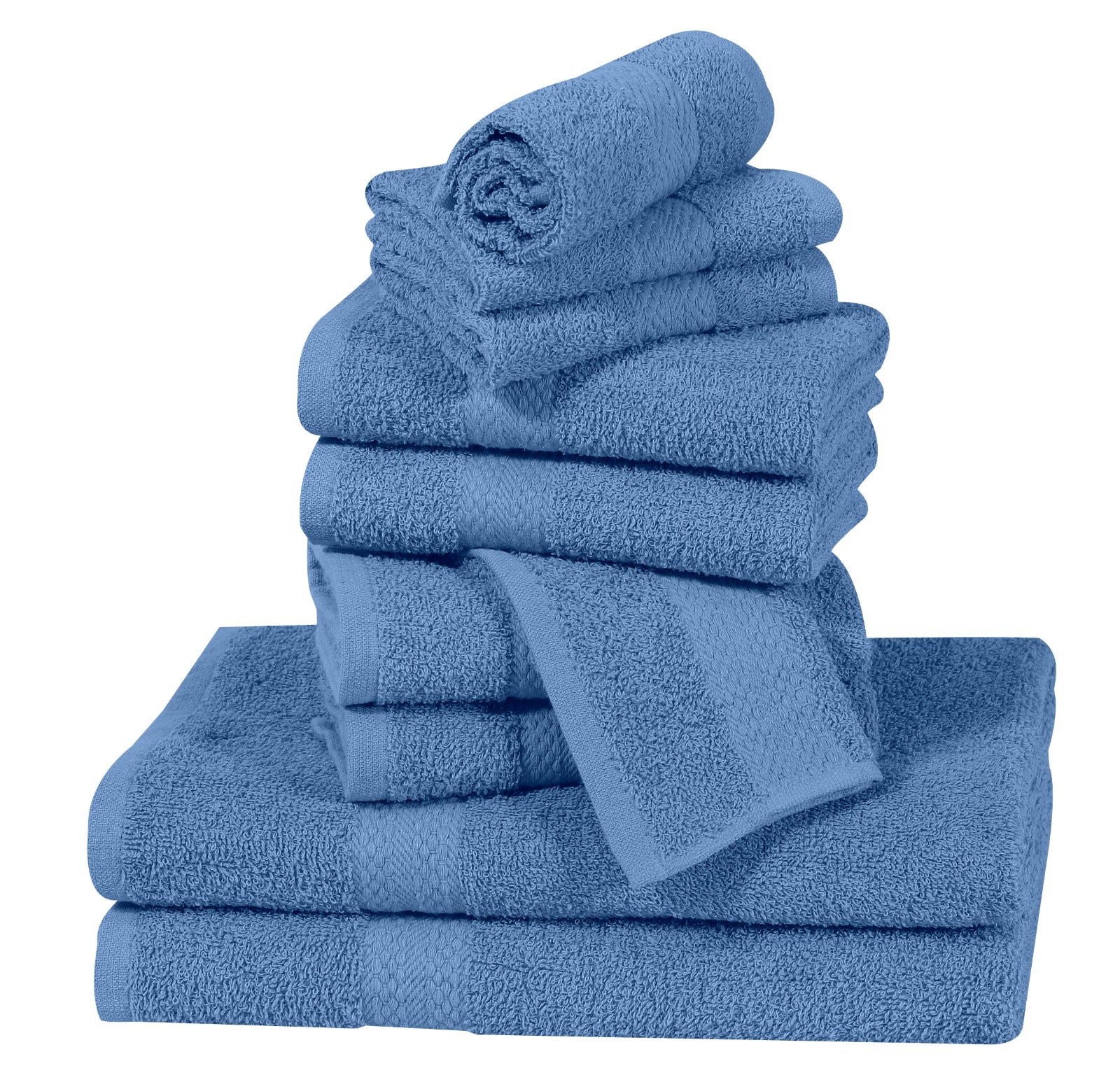 Elovery 10 Pieces Sky Blue Towel Set – Soft & Absorbent Luxury Bathroom Collection