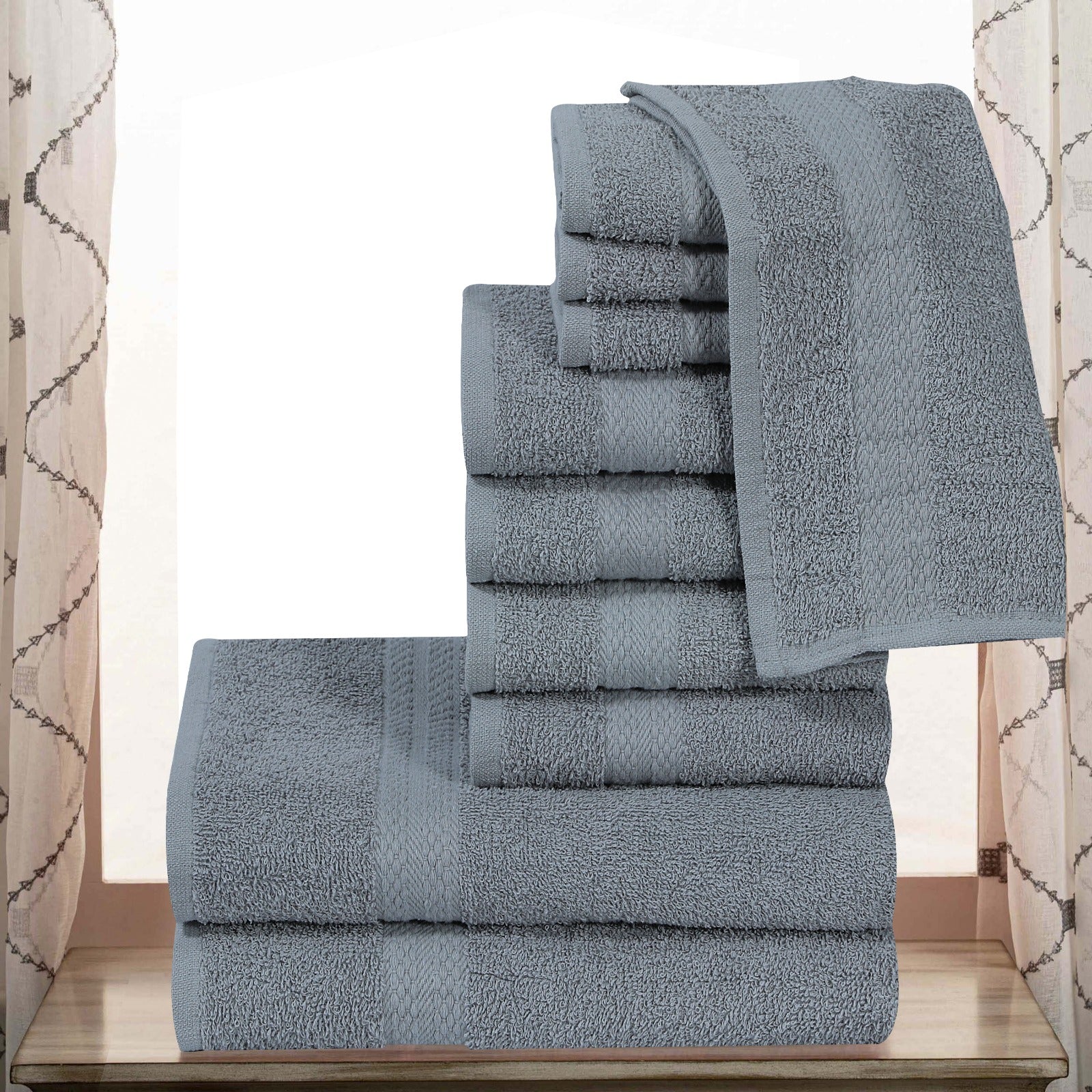Elovery 10 Pieces Silver Towel Set – Elegant Soft Luxury Bathroom Collection