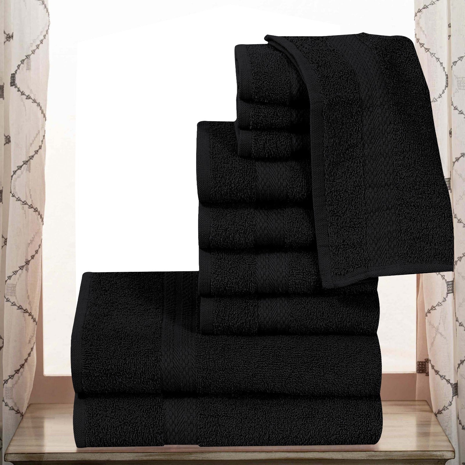 Elovery 10 Pieces Black Towel Set – Premium Soft Luxury Bathroom Collection