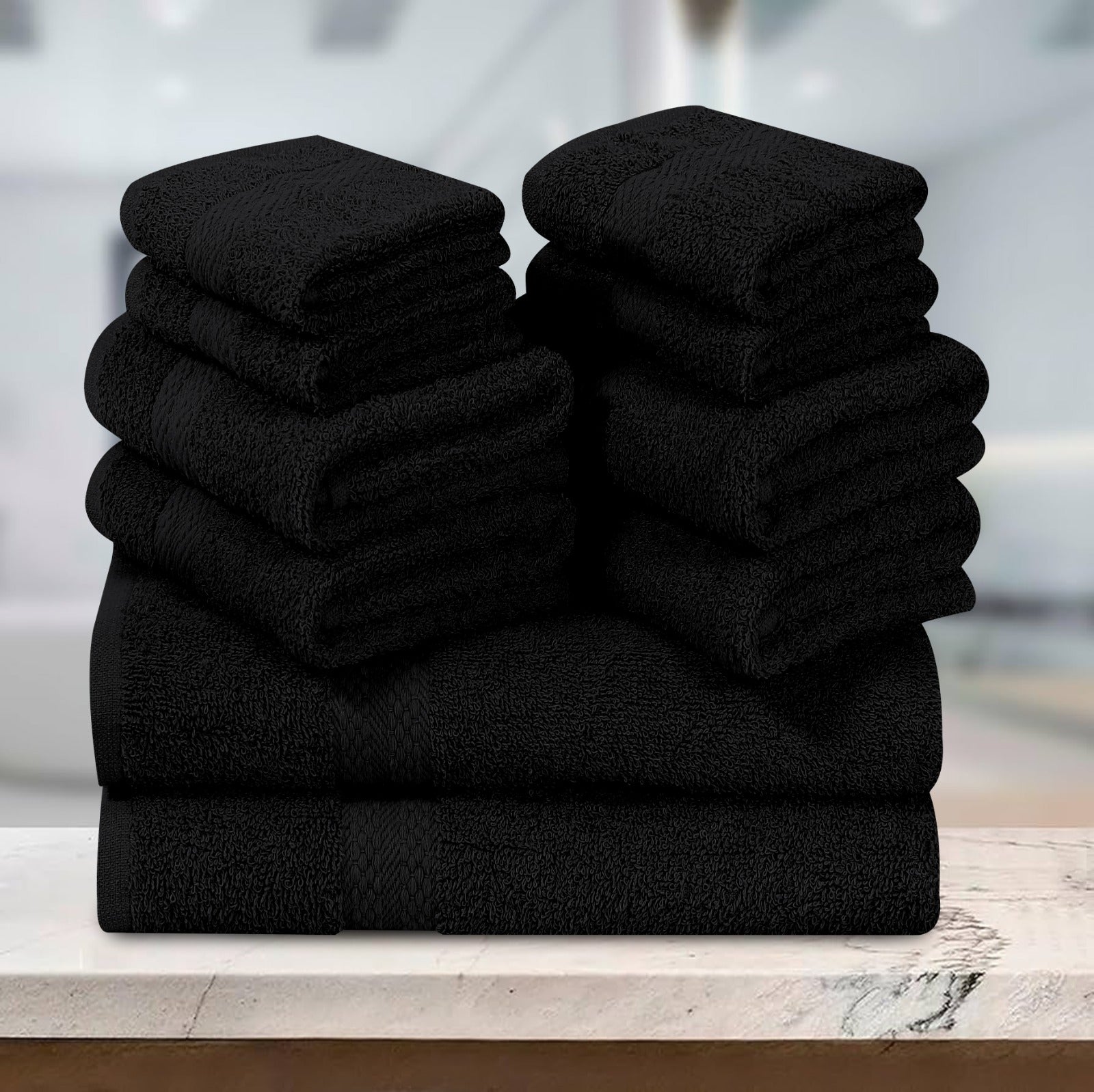 Elovery 10 Pieces Black Towel Set – Premium Soft Luxury Bathroom Collection
